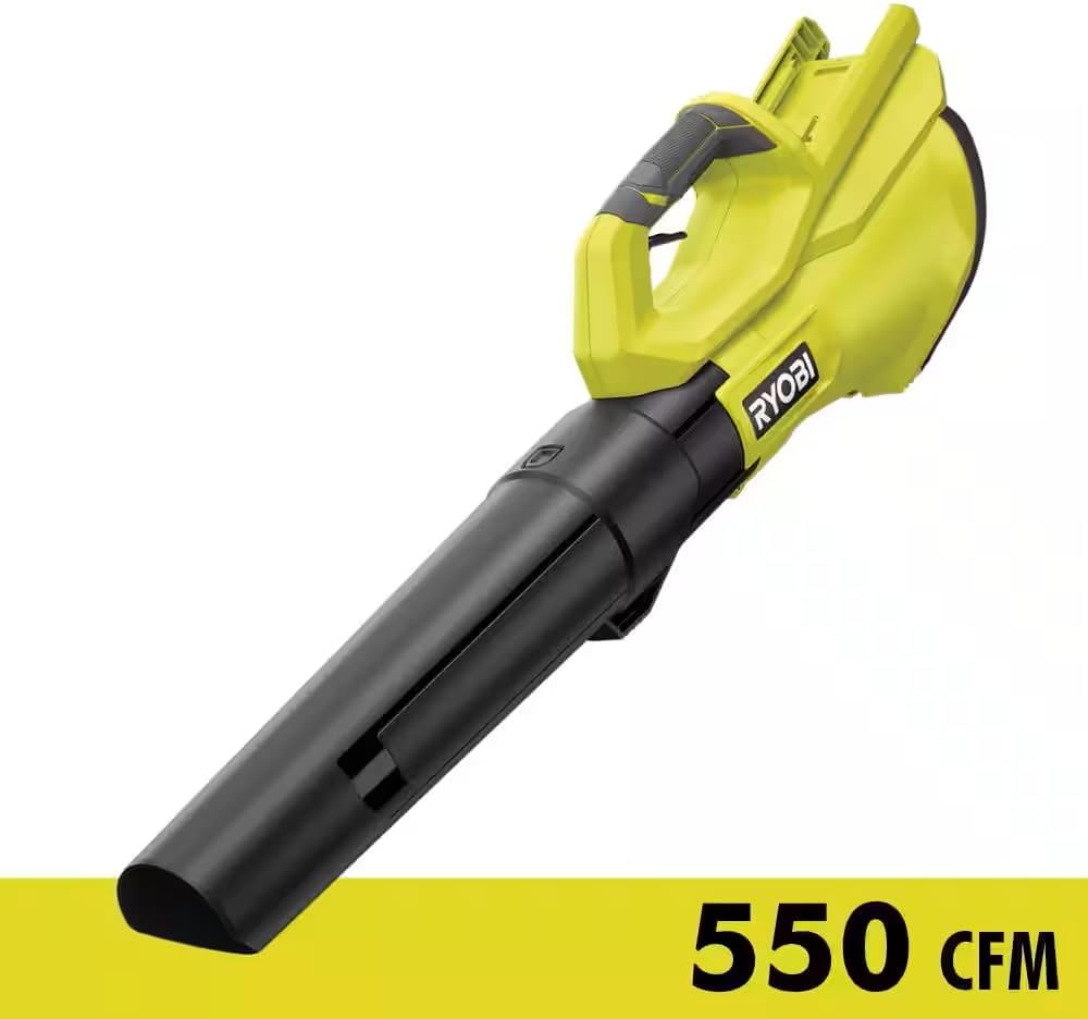 RYOBI Soplador de hojas inalámbrico de iones de litio de 40 voltios, velocidad variable, 120 MPH 550 CFM (solo herramienta); batería y cargador no incluidos, verde, RY40LB01B