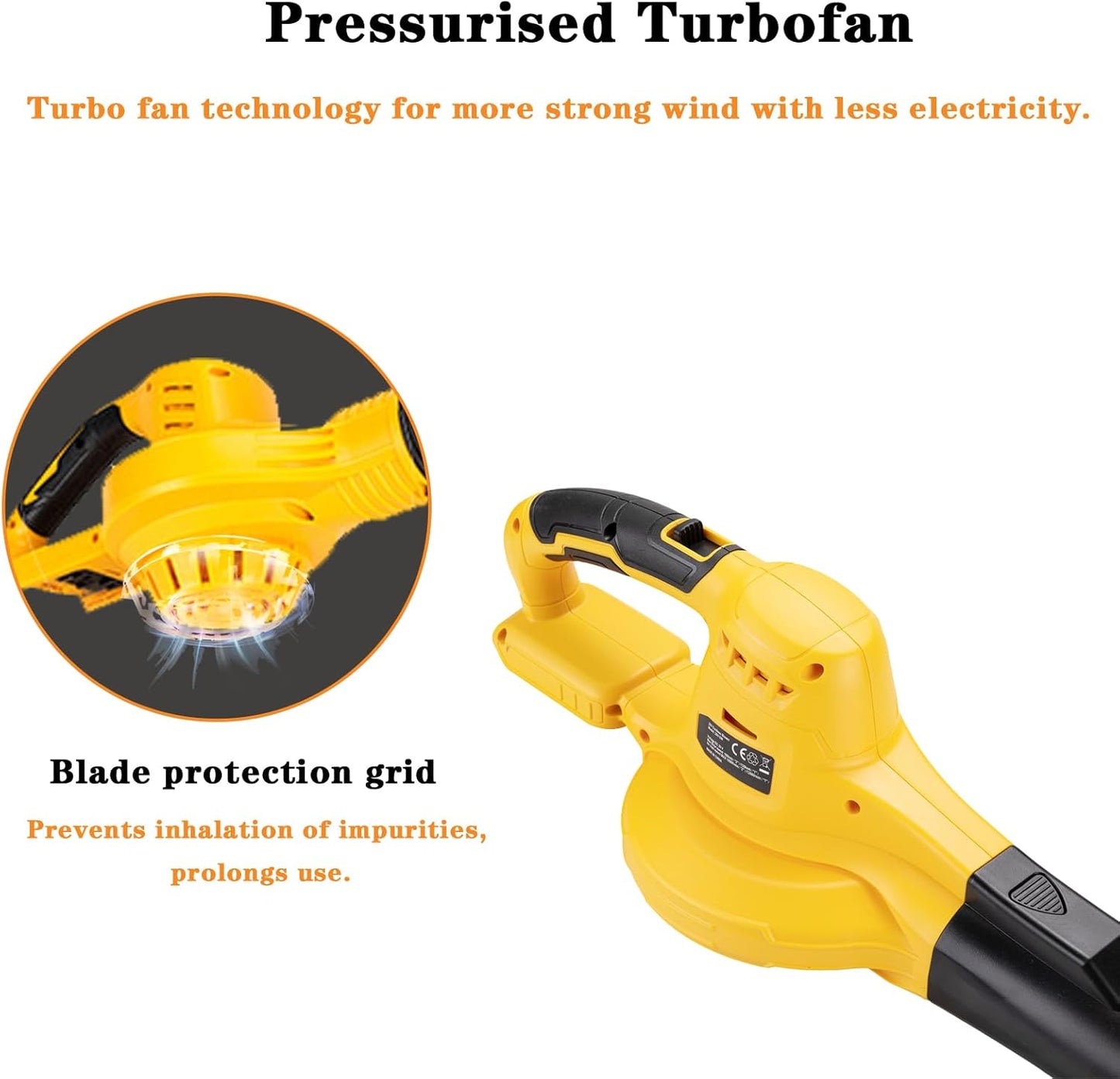 Soplador de hojas inalámbrico para batería Dewalt de 20 V máximo, soplador de hojas eléctrico de mano de 100 CFM para cuidado del césped y limpieza de patio (sin batería)