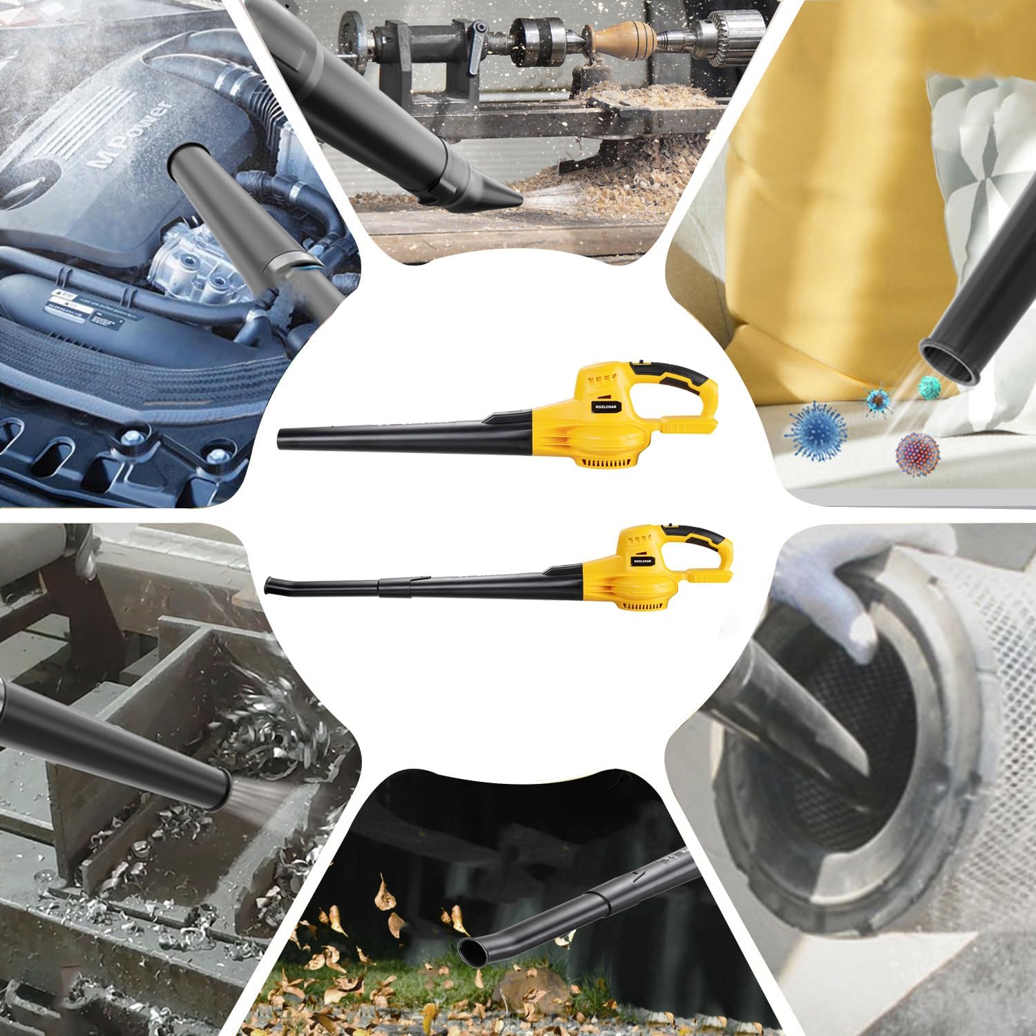 Soplador de hojas inalámbrico para batería Dewalt de 20 V máximo, soplador de hojas eléctrico de mano de 100 CFM para cuidado del césped y limpieza de patio (sin batería)