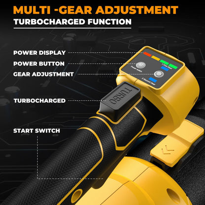 Soplador de hojas inalámbrico para batería Dewalt de 20 V máximo, soplador eléctrico de 480 CFM con motor sin escobillas, ajustable 3 velocidades de hasta 22000 RPM, soplador de hojas de mano para