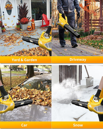 VERVEWAVE Soplador de hojas inalámbrico para batería Dewalt de 20 V máx. (sin batería), soplador de hojas eléctrico inalámbrico de hasta 500 CFM con modo de 5 velocidades, potente soplador de hojas