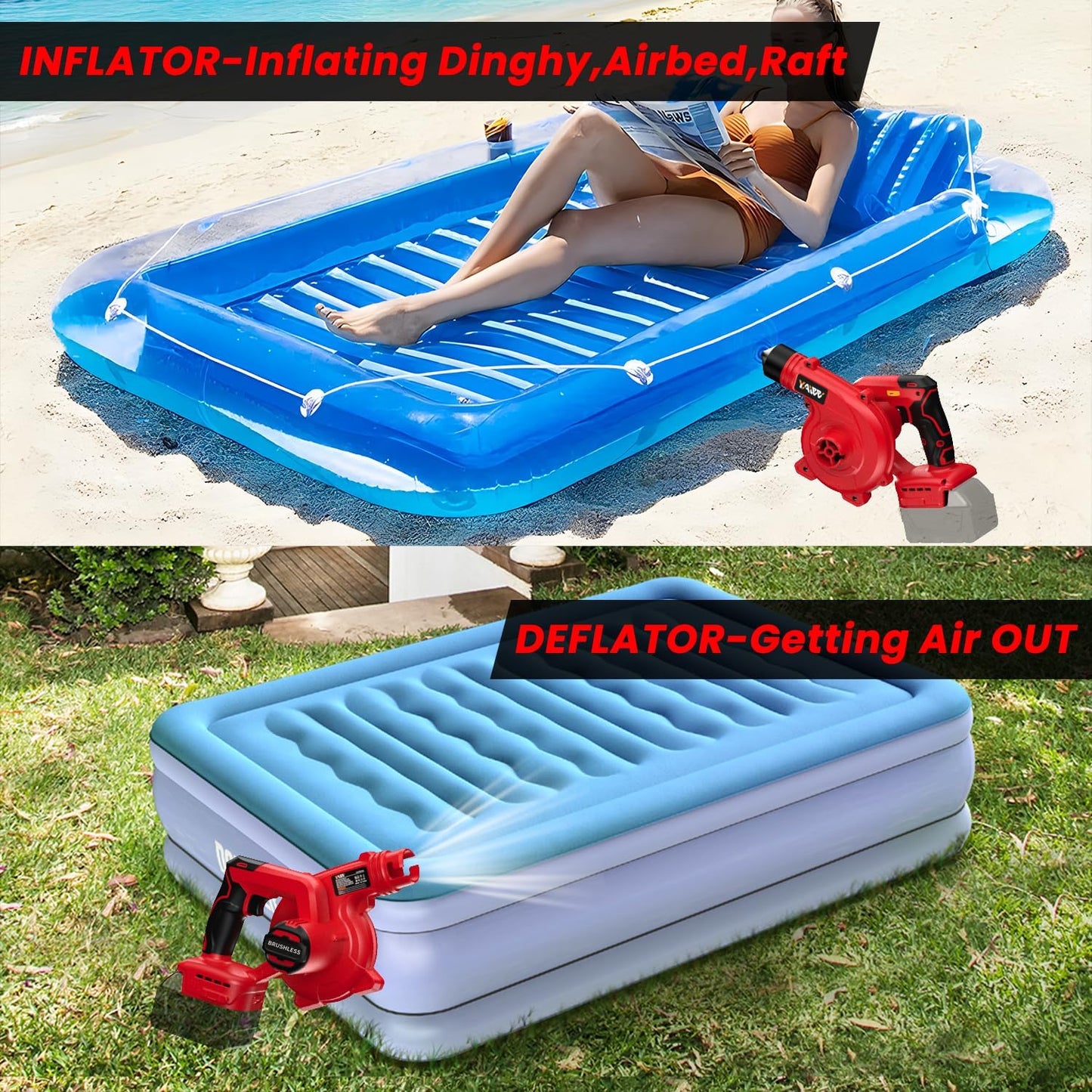 Soplador de hojas inalámbrico para batería Milwaukee M18, soplador de aire eléctrico con motor sin escobillas, 6 velocidades variables de hasta 180 MPH, soplador eléctrico de mango 2 en 1 y aspiradora