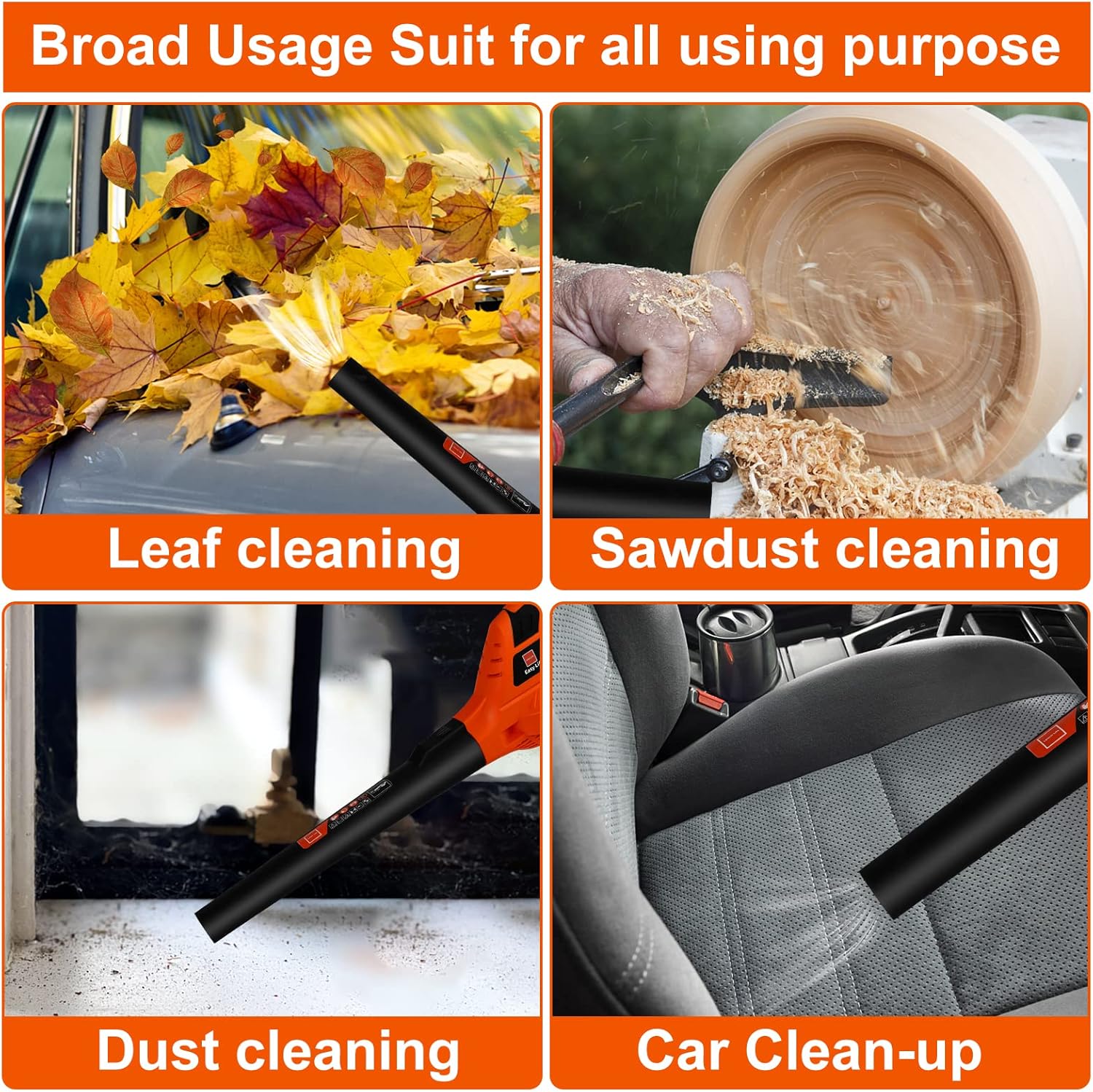 Leisch Life Soplador de hojas inalámbrico, soplador de hojas eléctrico de mano de 21 V con batería de 2.0 Ah y cargador, modo de 2 velocidades, soplador de hojas ligero alimentado por pilas para