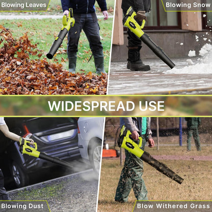 LEAPUL Soplador de hojas, soplador de hojas eléctrico inalámbrico de 21 V, 2 baterías de 2.0 Ah y cargador incluidos, soplador de hojas ligero para limpieza de patio, cuidado del césped, soplar hojas