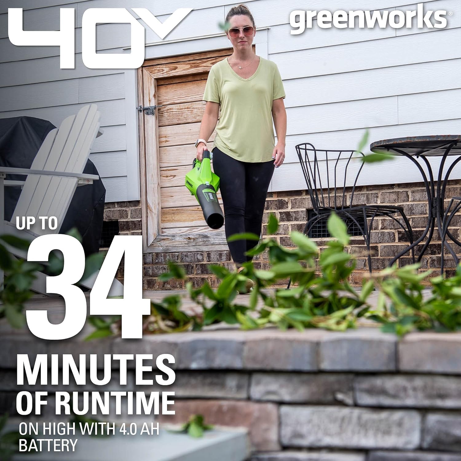 Greenworks Soplador de Hojas axial inalámbrico de 40 V (120 mph / 450 CFM / 75+ Herramientas compatibles), batería de 4.0 Ah y Cargador incluidos