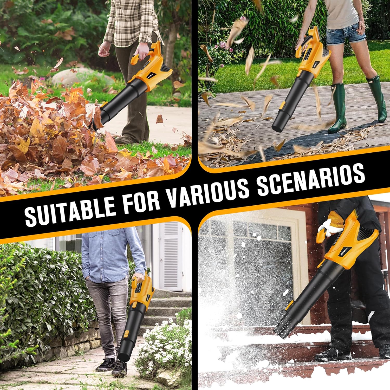 Soplador de hojas inalámbrico compatible con batería Dewalt de 20 V máximo, soplador eléctrico de hojas de 500 CFM/150 MPH inalámbrico, 5 modos de velocidad, sopladores alimentados por batería para el